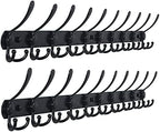 Dseap Coat Rack Wall Mount - 38” Long 10-Tri-Hooks Heavy Duty Coat Hanger Rail Wall Hooks for Hanging Coats Hats Clothing Clothes Purse Mudroom Entryway, Black, Pack of 2 by Dseap