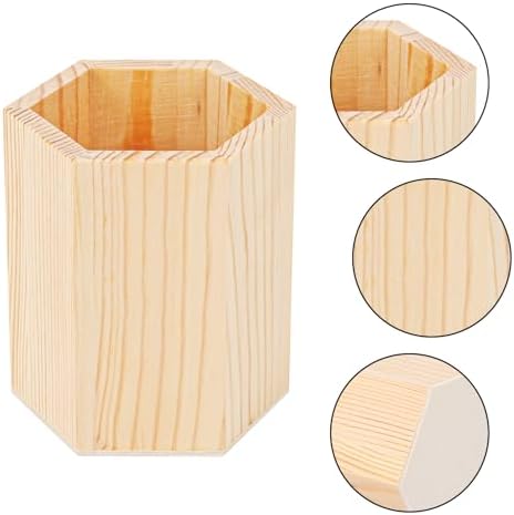 18 Pack Hexagon Unfinished Wooden Pencil Holder, 3 x 3 x 4 Inch Wood Pencil Cup Holder, Wood Crafts Pencil Cup for Desk, Office, DIY Project - Image 3