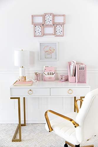 BLU MONACO | Pink Desk Organizer Set | 5 Piece Metal Office Desk Organizer with Hanging File Holder, Magazine Organizer, Pen Cup, Sticky Note Holder, Letter Sorter | Desk Organizers and Accessories - Image 4