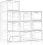 10 Pack Clear Storage Bins with Lids, 19 Qt Closet Organizers and Storage by Freebat