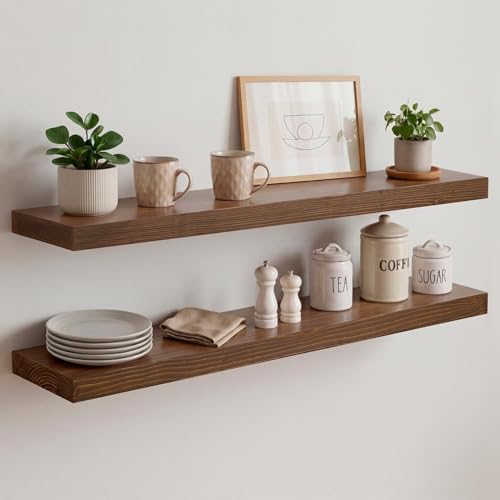 Homeforia 30 Inch Floating Shelves, High-End Solid Pine Wood, Set of 3 by Homeforia