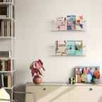 Acrylic Magazine Holder, 2 Pack Hanging Bookshelf Magazine Rack, Wall Mounted Floating Brochure Display for Waiting Room, Office, Home (Clear, 17 Inch) - Image 4