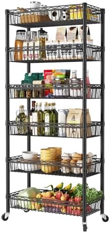 SINGAYE 6 Tier Shelf Wire Shelving Adjustable Storage Shelves Basket Rack by SINGAYE