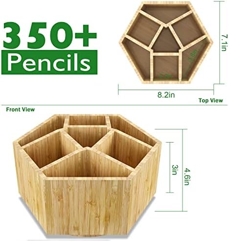 Bamboo Art Supply Organizer,Rotating Pencil Holder Back to School Supplies - Image 2