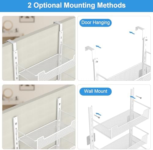 VyGrow 12.3" W Narrow Over the Door Pantry Organizer, 8-Tier Over the Door Organizer with Adjustable Basket, Pantry Door Organization for Pantry Kitchen Storage Room Spice Rack, White - Image 4