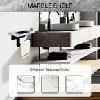 Toilet Paper Holder with Natural Marble Shelf for Bathroom Washroom,Wall Mounted Tissue Holder Suitable for Mega Rol(Middle 7.87 * 4.72 in, Matte Black) - Image 4