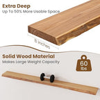 FLYJOE Floating Shelves for Wall Decor, Rustic Solid Elm Wood Live Edge Floating Shelves Wall Mounted, Wall Shelves with Invisible Bracket for Living Room Bathroom Bedroom Kitchen, 72 Inch, Natural - Image 5