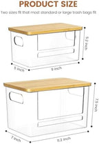 Trash Bag Dispenser 2 Pack, Stackable Trash Bag Holder with Bamboo Lid – Clear Plastic Garbage Bag Organizer for 4-33 Gal Bags, Space-Saving Under Sink Organizer for Kitchen, Laundry, Pantry - Image 7