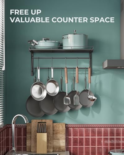 OROPY 23" Pot Rack Wall Mounted, Pot Organizer with 2 Tier Hanging Rails - Image 6