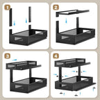 2 Pack 18.5IN-Depth Under Sink Organizer With Next-Gen Ball-Bearing Slides,2-Tier Pull Out Cabinet Storage,Height Adjustable Drawer Shelf for Bathroom,Kitchen,Laundry,Cabinet,Pantry-Black - Image 5