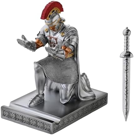 Roman Praetorian Prefect Warrior Knight Pen Holder Desk Ornament Silver - Image 2