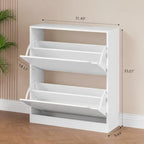 White Hidden Shoe Storage Cabinet for Entryway with 2 Flip Drawers - Image 2