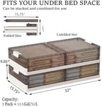 Under Bed Storage Containers - 2Pack, Stackable Under Bed Rolling Storage Plastic Containers, 13.5Gal Storage Bins with Wheels, Multi-purpose Storage Bins with Lids for Clothes, Shoes, And Duvets - Image 3