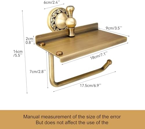 Wall Mounted Bathroom Toilet Paper Holder with Storage,Roll Tissue Holder Antique Brass Pattern Carving,Brushed Bronze - Image 2