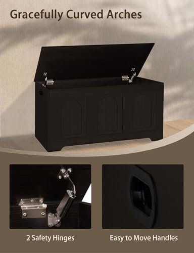 DINZI LVJ Storage Chest, Wooden Toy Box, Espresso 39.4" L - Image 4