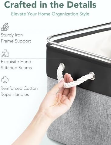 13x15x13 Inch Large Storage Bins with Cotton Rope Handles 6-Pack - Image 5