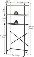HOOBRO Over the Toilet Storage, 3-Tier Over Toilet Bathroom Organizer, Freestanding Above Toilet Shelf with Adjustable Feet, Space Saving, Easy Assembly, Greige and Black BG63TS01 - Image 3