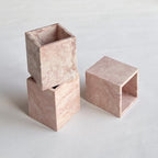 Natural Marble Stone Square Storage Container Empty Vessel Holder Cup for Candle/Pens/Sundries items (Cream Rose) - Image 4