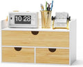 Bamboo Desk Organizer with Drawers, Desktop Storage for Office Supplies by Wisuce