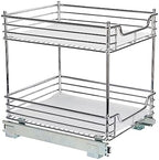 Household Essentials Glidez Chrome-Plated Steel Pull-Out/Slide-Out Storage Organizer with Plastic Liners for Under Cabinet Use - 2-Tier Design - Fits Standard Size Cabinet or Shelf, Chrome - Image 7
