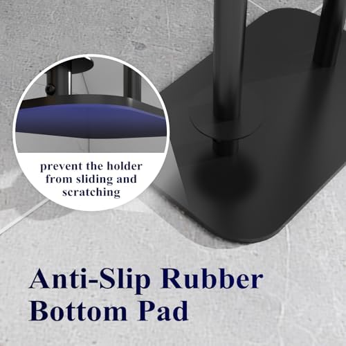 Kitsure Toilet Paper Holder Free Standing – Rustproof Metal Toilet Paper Stand for 4 Rolls with Anti-Slip Base and Shelf for Phone & Small Items, Bathroom Organizers and Storage, Medium, Black, 2Pack - Image 5