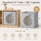Fabric Storage Cubes with Mesh Window, 13'' Cube Storage Bin, Gray, 4 Pack - Image 5