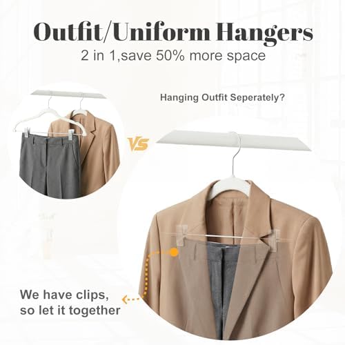 HOUSE DAY Velvet Skirt Hangers 24 Pack, White Velvet Hanger with Adjustable Clips, Space Saving Slim Pant Hangers, Heavy Duty Non Slip Clip Hanger for Pants, Skirts, Shorts - Image 5