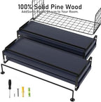 Wood Floating Shelves Wall Mounted - 4+1 Tier Rustic Bathroom Wall Shelves Over Toilet with Wire Storage Basket and Towel Bar, set of 4 Farmhouse Floating Shelf for Bathroom, Kitchen,Navy Blue. - Image 7