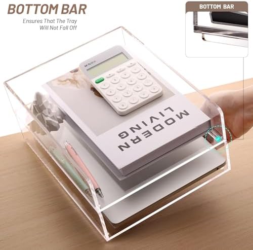 SANRUI Stackable Acrylic Desk Organizer, Paper Tray Organizer, 2-Pack - Image 6