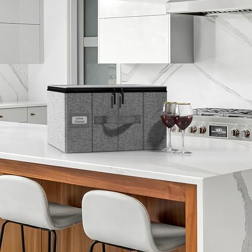 Sorbus Wine Glass Storage, Stemware Case with Dividers (2 Pack, Gray) - Image 6