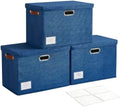 15" Fabric Storage Box with Lids, 3-Pack, Navy by Roobyl