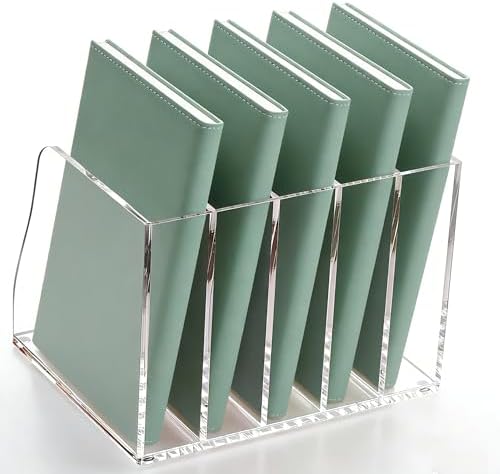 YUXUN Clear Acrylic File Folder Holder - 5 Vertical Compartments - Image 5