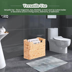 Magazines Holders, Handwoven Magazine Basket for Bathroom, Water Hyacinth Wicker Magazine Rack for Books, Files, Newspapers, Rectangular, 14.2 x 11.4 x 6.7 inch - Image 5