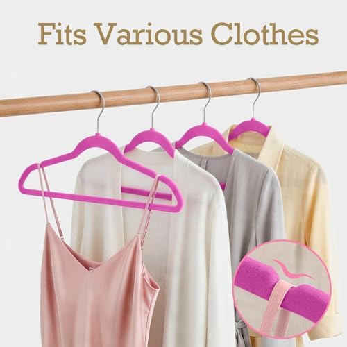 HOUSE DAY Rosy Red Velvet Hangers 60 Pack, Premium Non Slip Clothes Hanger - Image 4