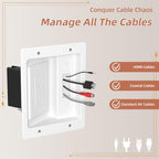 in Wall Cable Management Kit with Brush Wall Plate TV Wire Hider for Wall 2AC Recessed Outlet Box 9.8ft Cord for TV Gaming Consoles Soundbars Home Theater Setups - Image 3