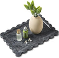 Scalloped Natural Marble Tray - Decorative Stone Tray for Bathroom & Vanity by Zilukar