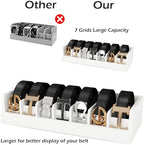 Belt Organizer for Drawer - Bamboo Belt Storage Organizer | Belt Rack for Closet Wall Mount Men Women Tie Sock Bra Scarf Ribbon(White, 2 * 7Grids) - Image 4