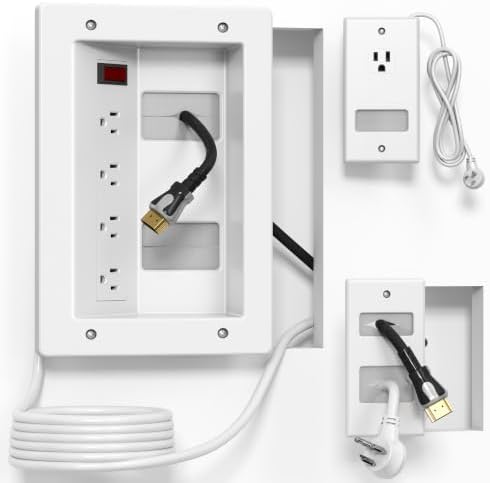 3 Usage Modes in Wall Cable Management Kit with Recessed Power, 4 Outlets by Plugn