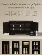 DINZI LVJ Shoe Storage Bench with Cushion, Door, Espresso 39.4" LX21.5 H - Image 4