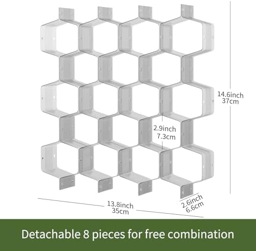Honeycomb Separator Adjustable Drawer Organizer Divider for Underwear Belt-Scarf Socks Organizer (Gray(4pcs)) - Image 2