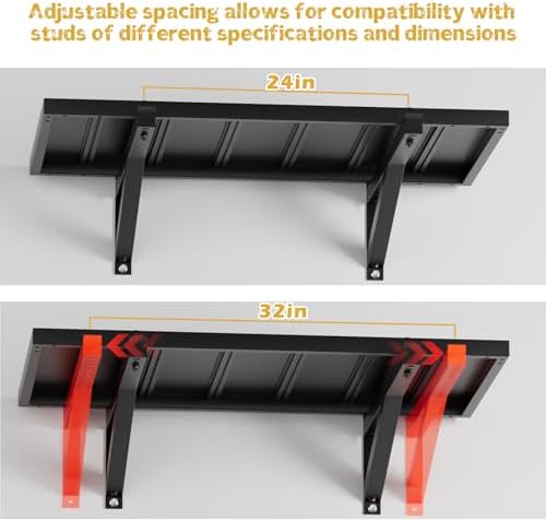 2pcs Garage Wall Shelving - 3.5 * 2FT Extra Large Heavy Duty Floating Metal Shelves with 30 Hooks,Load Capacity 1102 Lbs, Hanging Garage Storage Tool Hanger Organizer Utility Rack,For Home,Workshop - Image 5