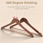Wooden Hangers 30 Pack Solid Wood Hangers,Heavy Duty Coat Hangers for Closet, Wooden Clothes Hangers for Suits, Shirts, Pants, Jackets(Walnut) - Image 2