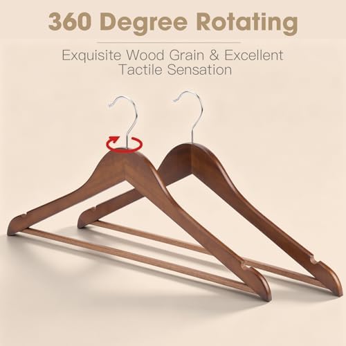 Wooden Hangers 30 Pack Solid Wood Hangers,Heavy Duty Coat Hangers for Closet, Wooden Clothes Hangers for Suits, Shirts, Pants, Jackets(Walnut) - Image 2
