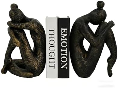 1 Pair Thinker Decorative Bookends for Shelves, Heavy-Duty Book Ends Holder, Resin Book Stopper for Office Home Living Room Decor - Image 6