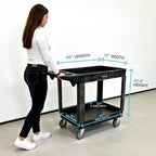 Simpli-Magic Rolling Utility Cart on Wheels, Heavy Duty with Ergonomic Handle, Deep Shelves for Garage, Warehouse, Workshop, 600-Pound Capacity, 40x33x17-Inch, Steel, Black - Image 7