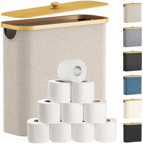 Lifewit Toilet Paper Storage Holder, Extra Large Stand Basket, 30L, Beige by Lifewit