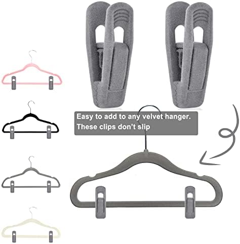 TOFIIGREM Grey Velvet Hanger Clips - 60 PCS Velvet Hanger Clip, Strong Velvet Clips Fit for Velvet Hangers - Image 3