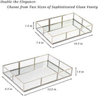 Perfume Vanity Tray With Metal Frame, Gold Bathroom Decorative Tray for Dresser, Jewelry or Home Decoration 2 Pcs (L+S) - Image 2