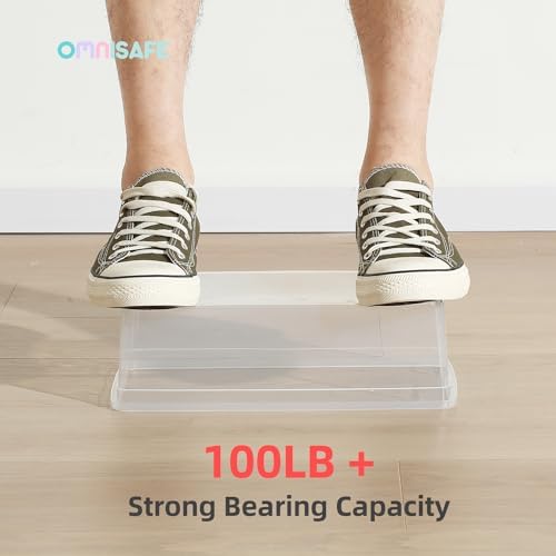 Stackable Plastic Storage Shoebox, BPA-Free Nestable Container with Latching Lid to Organize Shoes, See-Through Box for Home and Office, Multi-Purpose Clear Bins (12 Pack 6 Quart) - Image 6