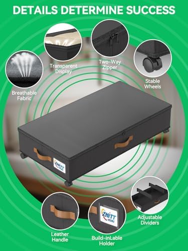 Under Bed Storage with Wheels 2 Pack, UnderBed Storage Clother Organizer - Image 5